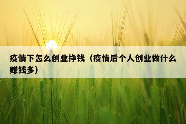 疫情下怎么创业挣钱（疫情后个人创业做什么赚钱多）
