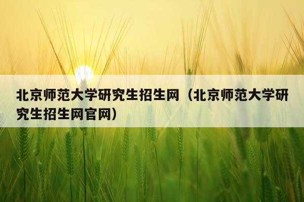 北京师范大学研究生招生网（北京师范大学研究生招生网官网）