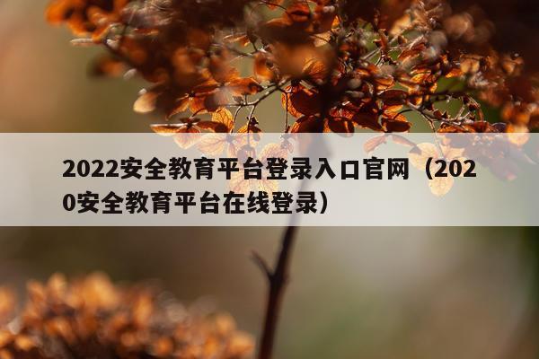 2022安全教育平台登录入口官网（2020安全教育平台在线登录）
