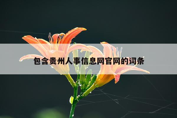 包含贵州人事信息网官网的词条